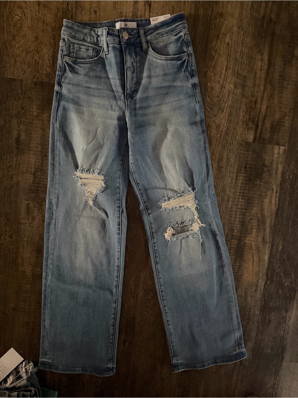RFM Light Wash Distressed Wide Leg Jeans 5/27 NWT